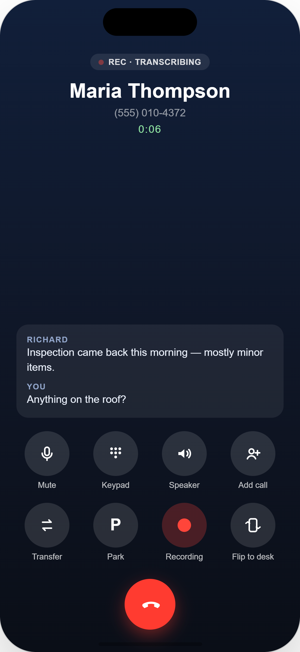 SmarterTel Connect — in-call with live notes